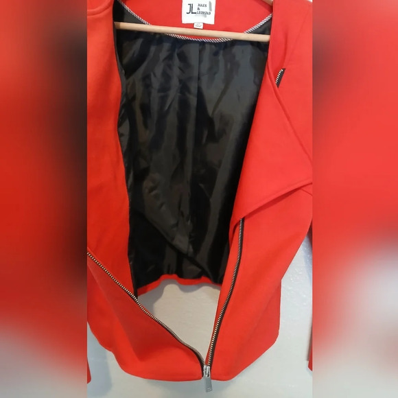 💚5/$25 Jules & Leopold Red Moto Bomber Zip Fitted Jacket Size XS - Picture 6 of 6